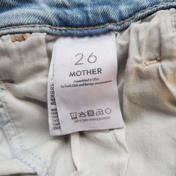 Mother The Hustler Roller Flood Wide Leg Jeans Cherie Cherie Light Blue Size 26 - Picture 9 of 12